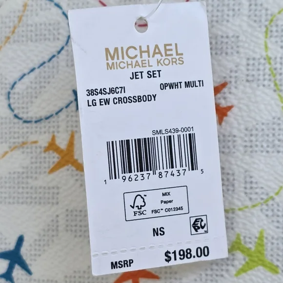 Michael Kors Airplane Logo Large White Crossbody